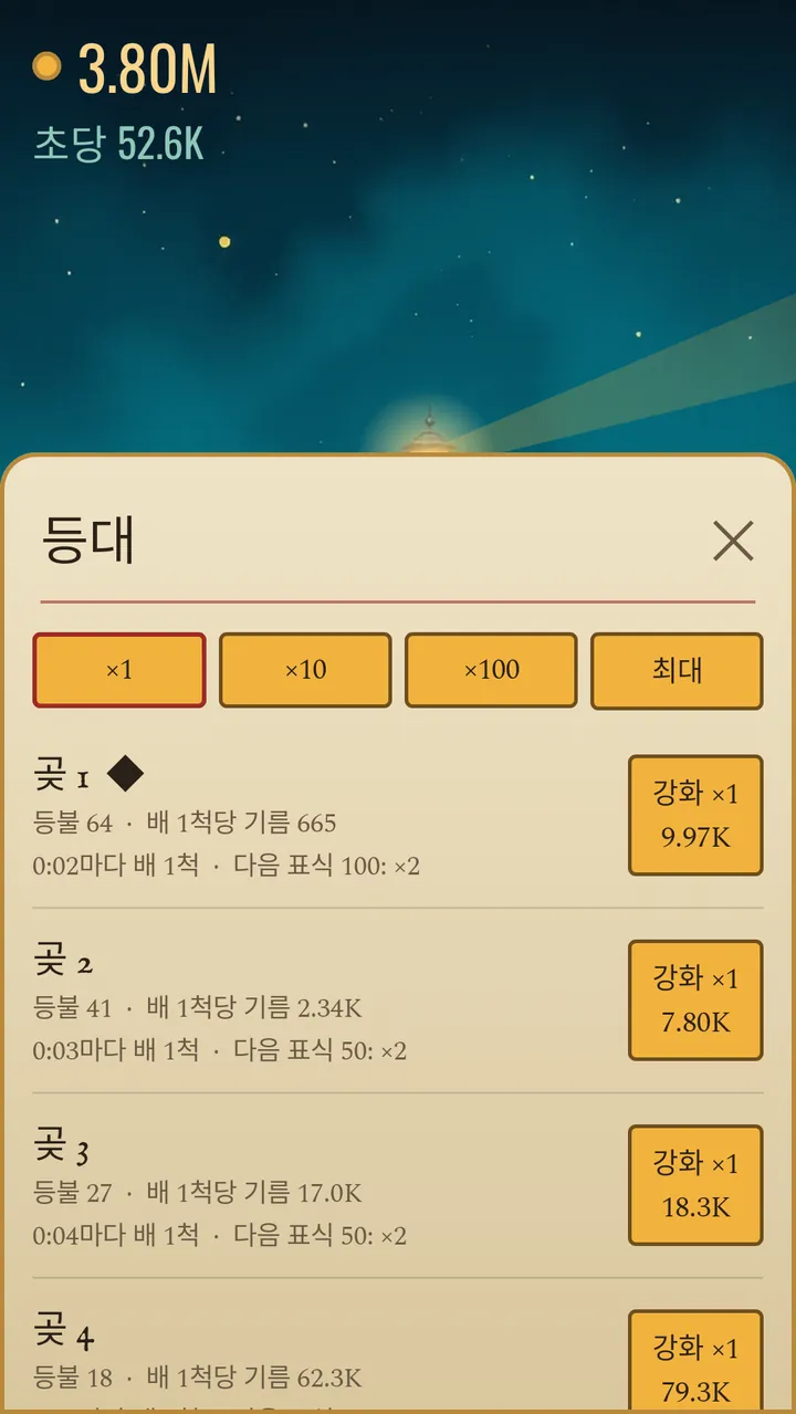 기름으로 등불 강화 더 많은 배, 더 많은 기름