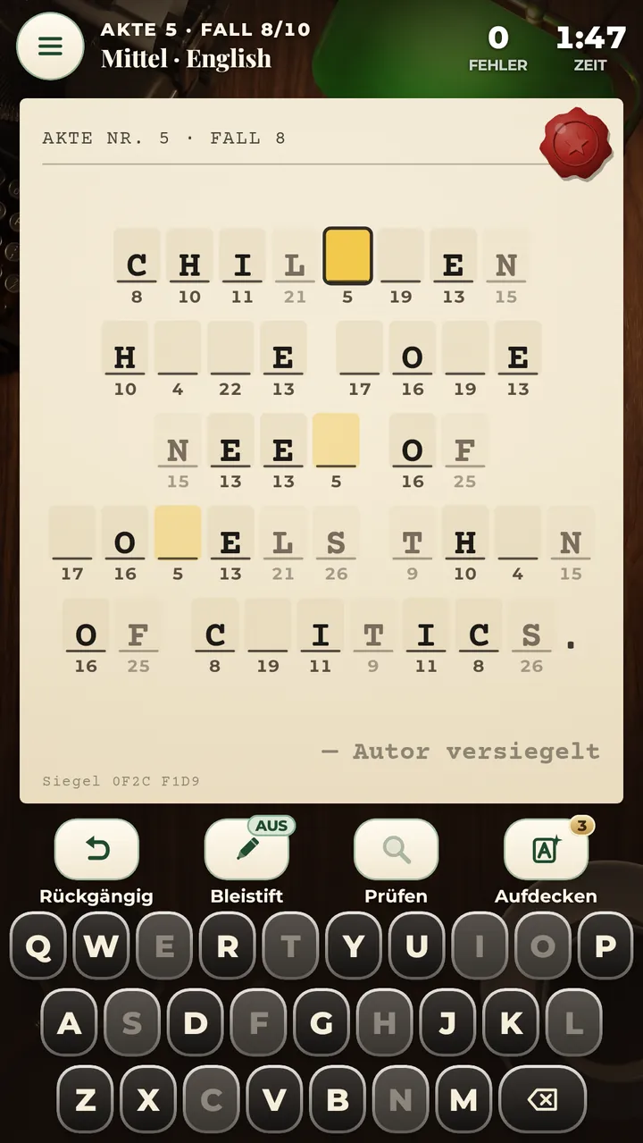 EIN KLASSISCHES KRYPTOGRAMM BERÜHMTE ZITATE ENTSCHLÜSSELN