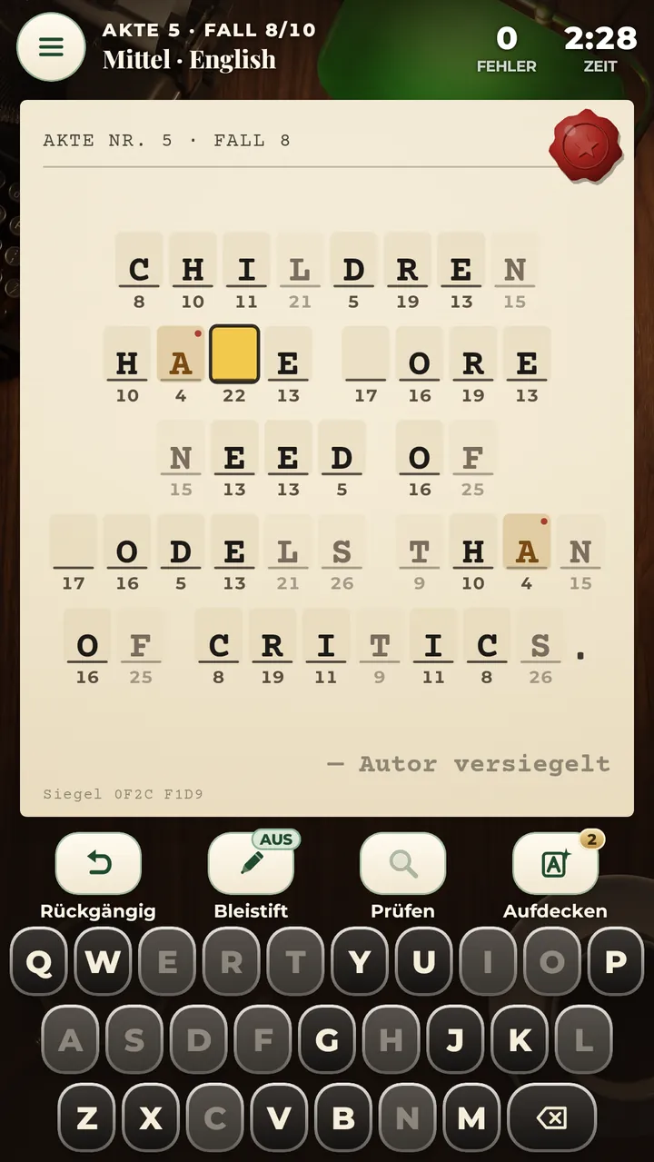 FESTGEFAHREN? BUCHSTABE ZEIGEN DREIMAL GRATIS IN JEDEM FALL