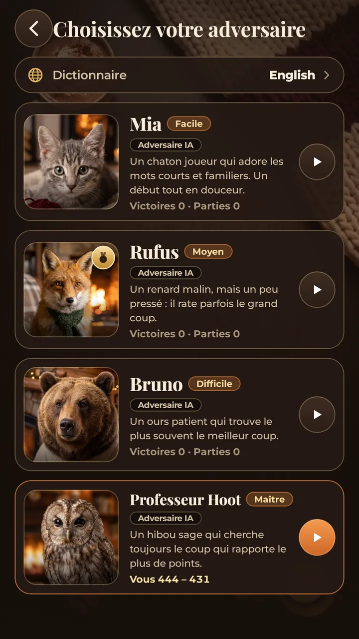 QUATRE ADVERSAIRES IA DU FACILE AU MAÎTRE