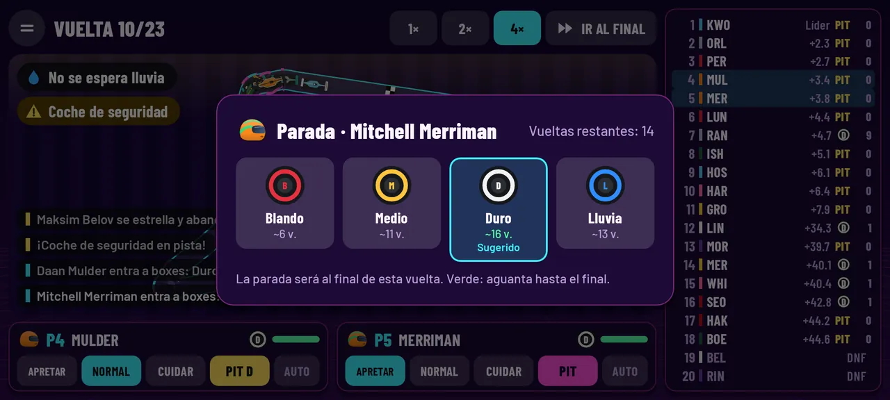 ENTRA A BOXES EN EL MOMENTO JUSTO