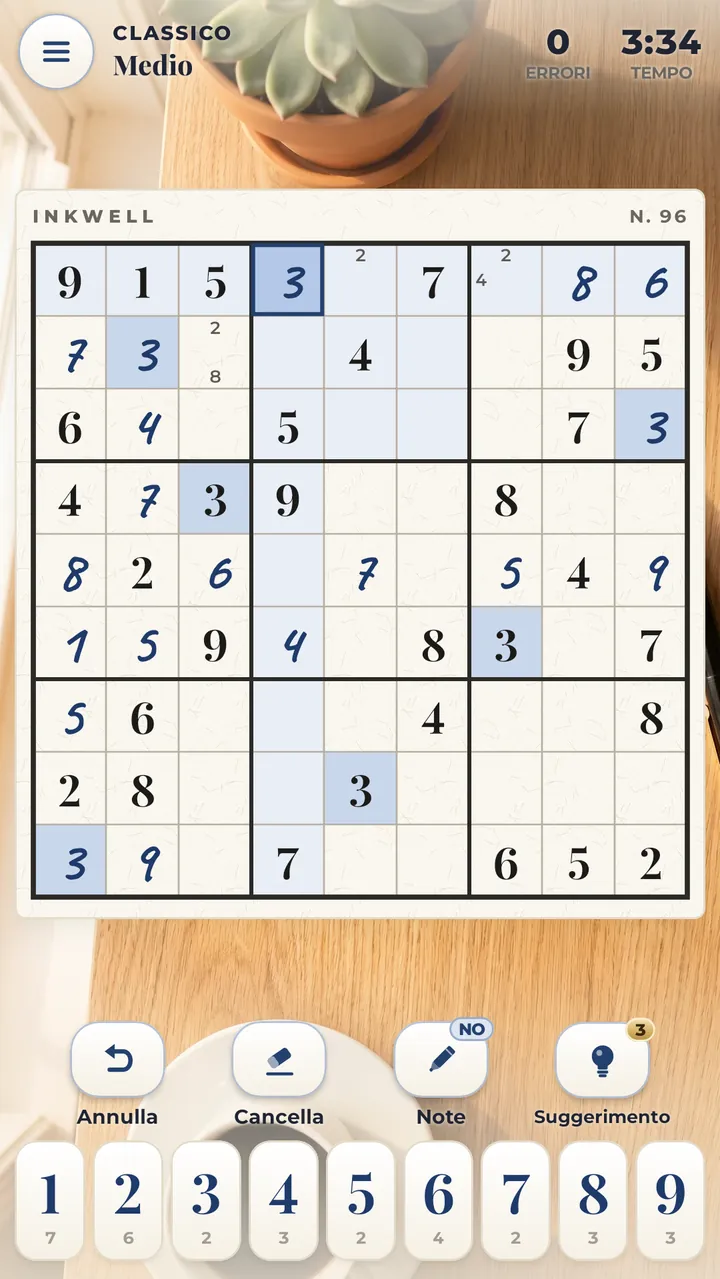 SUDOKU CLASSICO CARTA, INCHIOSTRO E CALMA