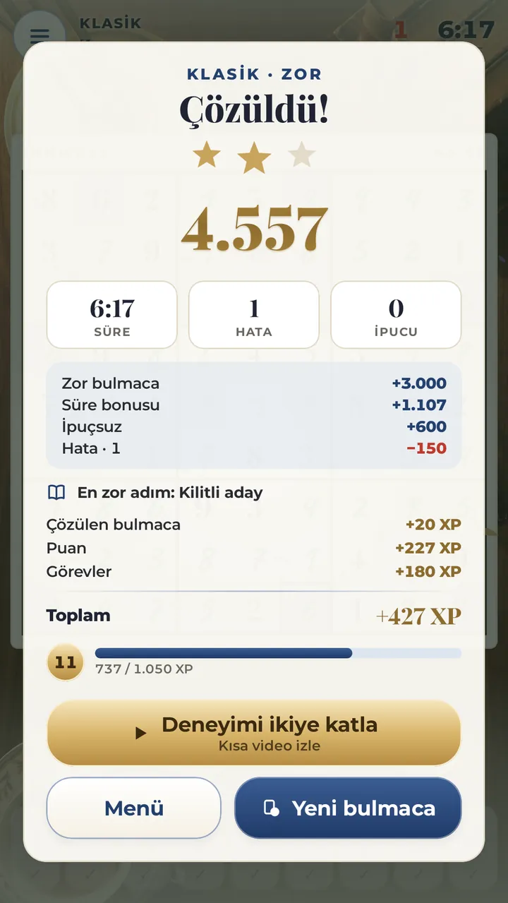 ÇÖZ ÜÇ YILDIZI KAP