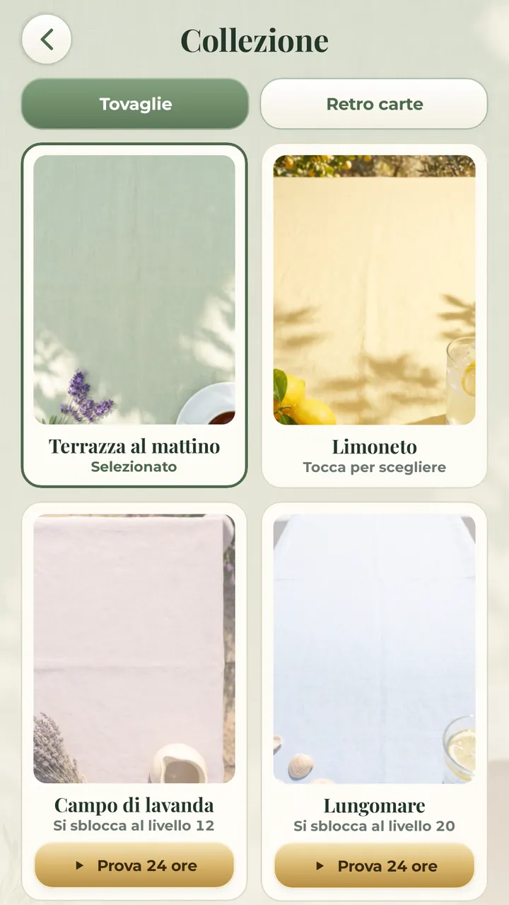 COLLEZIONALI TUTTI TOVAGLIE E RETRO CARTE