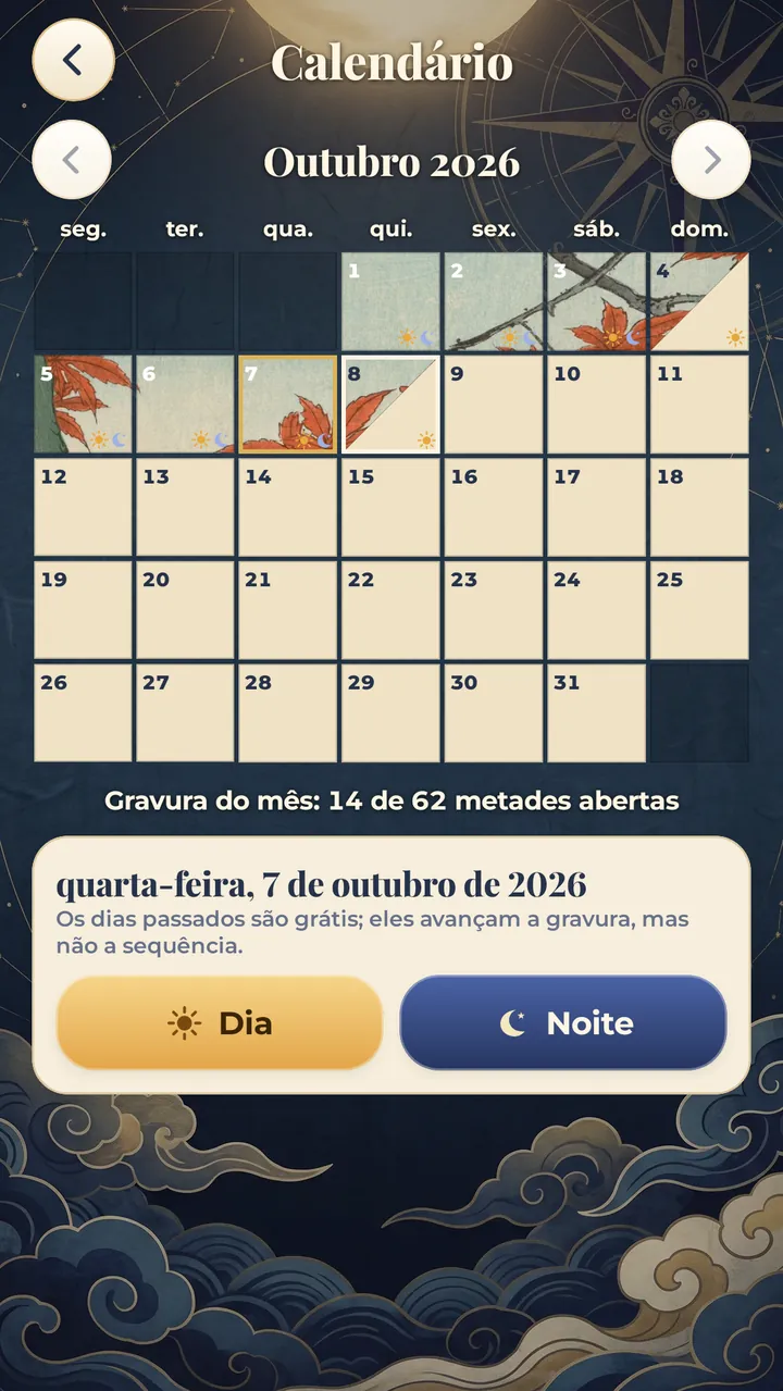 UMA GRAVURA POR MÊS CADA DIA ABRE DOIS PEDAÇOS